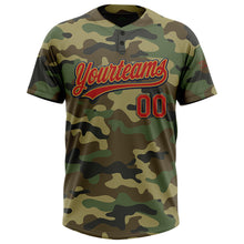 Load image into Gallery viewer, Custom Camo Red Old Gold-Navy Salute To Service Two-Button Unisex Softball Jersey
