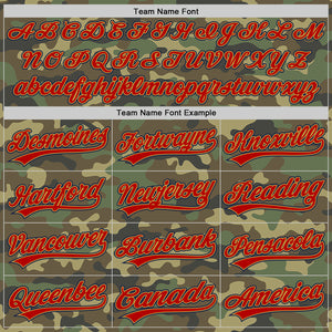 Custom Camo Red Old Gold-Navy Salute To Service Two-Button Unisex Softball Jersey