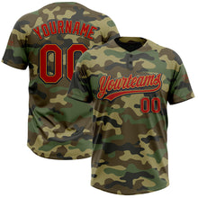 Load image into Gallery viewer, Custom Camo Red Old Gold-Navy Salute To Service Two-Button Unisex Softball Jersey
