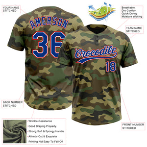 Custom Camo Royal-Red Salute To Service Two-Button Unisex Softball Jersey