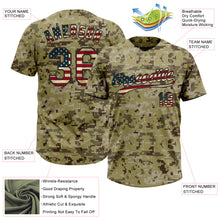 Load image into Gallery viewer, Custom Camo Vintage USA Flag-Black Salute To Service Two-Button Unisex Softball Jersey
