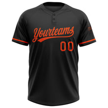 Load image into Gallery viewer, Custom Black Orange Two-Button Unisex Softball Jersey
