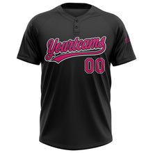 Load image into Gallery viewer, Custom Black Hot Pink-White Two-Button Unisex Softball Jersey
