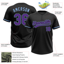 Load image into Gallery viewer, Custom Black Purple-Light Blue Two-Button Unisex Softball Jersey
