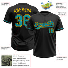 Load image into Gallery viewer, Custom Black Teal-Yellow Two-Button Unisex Softball Jersey
