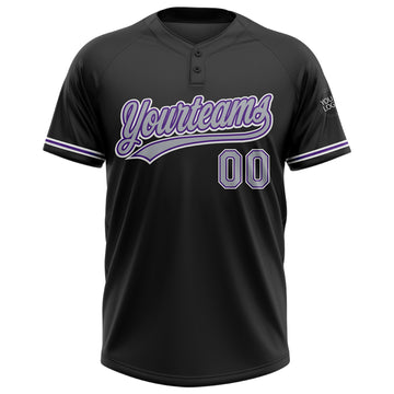 Custom Black Gray-Purple Two-Button Unisex Softball Jersey