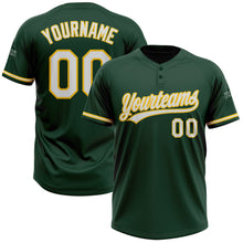 Load image into Gallery viewer, Custom Green White-Yellow Two-Button Unisex Softball Jersey
