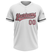 Load image into Gallery viewer, Custom White Medium Pink-Black Two-Button Unisex Softball Jersey
