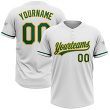 Load image into Gallery viewer, Custom White Kelly Green-Gold Two-Button Unisex Softball Jersey
