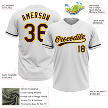 Load image into Gallery viewer, Custom White Brown-Gold Two-Button Unisex Softball Jersey
