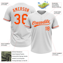 Load image into Gallery viewer, Custom White Orange-Gray Two-Button Unisex Softball Jersey
