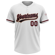 Load image into Gallery viewer, Custom White Black Crimson-Cream Two-Button Unisex Softball Jersey
