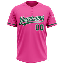 Load image into Gallery viewer, Custom Pink Kelly Green-White Two-Button Unisex Softball Jersey
