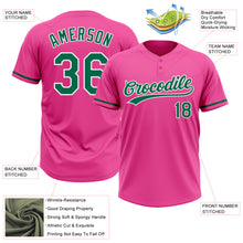 Load image into Gallery viewer, Custom Pink Kelly Green-White Two-Button Unisex Softball Jersey
