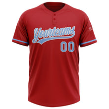 Load image into Gallery viewer, Custom Red Light Blue-White Two-Button Unisex Softball Jersey
