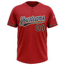 Load image into Gallery viewer, Custom Red Navy-Old Gold Two-Button Unisex Softball Jersey
