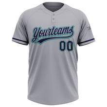 Load image into Gallery viewer, Custom Gray Navy-Teal Two-Button Unisex Softball Jersey
