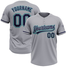 Load image into Gallery viewer, Custom Gray Navy-Teal Two-Button Unisex Softball Jersey
