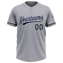 Load image into Gallery viewer, Custom Gray Navy-White Two-Button Unisex Softball Jersey
