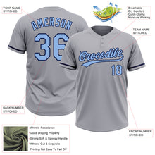 Load image into Gallery viewer, Custom Gray Light Blue-Navy Two-Button Unisex Softball Jersey
