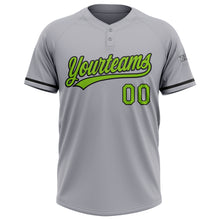 Load image into Gallery viewer, Custom Gray Neon Green-Black Two-Button Unisex Softball Jersey
