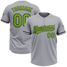 Load image into Gallery viewer, Custom Gray Neon Green-Black Two-Button Unisex Softball Jersey
