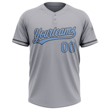 Load image into Gallery viewer, Custom Gray Light Blue-Steel Gray Two-Button Unisex Softball Jersey
