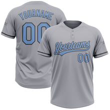 Load image into Gallery viewer, Custom Gray Light Blue-Steel Gray Two-Button Unisex Softball Jersey
