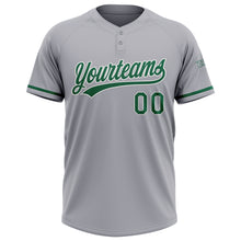 Load image into Gallery viewer, Custom Gray Kelly Green-White Two-Button Unisex Softball Jersey
