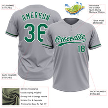 Load image into Gallery viewer, Custom Gray Kelly Green-White Two-Button Unisex Softball Jersey
