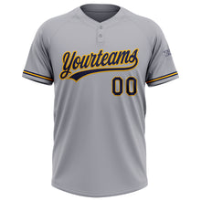 Load image into Gallery viewer, Custom Gray Navy-Gold Two-Button Unisex Softball Jersey
