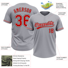 Load image into Gallery viewer, Custom Gray Red-Black Two-Button Unisex Softball Jersey
