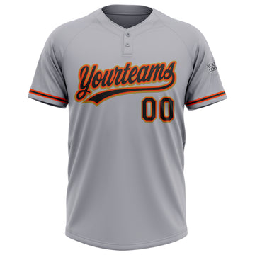 Custom Gray Black Orange-Old Gold Two-Button Unisex Softball Jersey