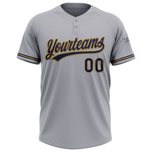 Load image into Gallery viewer, Custom Gray Navy-Old Gold Two-Button Unisex Softball Jersey
