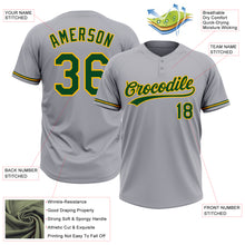 Load image into Gallery viewer, Custom Gray Green-Gold Two-Button Unisex Softball Jersey
