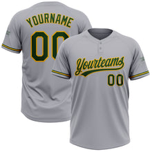 Load image into Gallery viewer, Custom Gray Green-Gold Two-Button Unisex Softball Jersey
