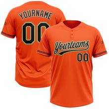 Load image into Gallery viewer, Custom Orange Black Cream-Old Gold Two-Button Unisex Softball Jersey
