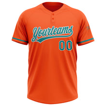 Load image into Gallery viewer, Custom Orange Teal-White Two-Button Unisex Softball Jersey
