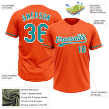 Load image into Gallery viewer, Custom Orange Teal-White Two-Button Unisex Softball Jersey
