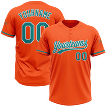 Load image into Gallery viewer, Custom Orange Teal-White Two-Button Unisex Softball Jersey
