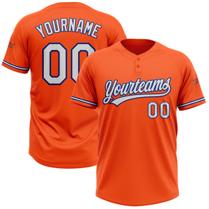 Custom Orange White-Royal Two-Button Unisex Softball Jersey