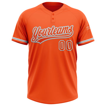Custom Orange White-Gray Two-Button Unisex Softball Jersey