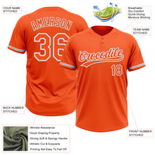 Load image into Gallery viewer, Custom Orange White-Gray Two-Button Unisex Softball Jersey
