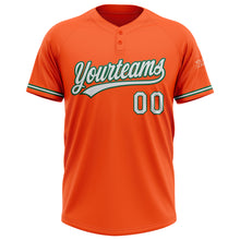 Load image into Gallery viewer, Custom Orange White-Kelly Green Two-Button Unisex Softball Jersey
