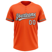 Load image into Gallery viewer, Custom Orange White-Black Two-Button Unisex Softball Jersey
