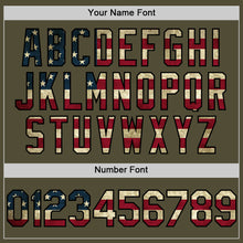 Load image into Gallery viewer, Custom Olive Vintage USA Flag-Black Salute To Service Two-Button Unisex Softball Jersey
