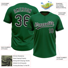 Load image into Gallery viewer, Custom Kelly Green Black-White Two-Button Unisex Softball Jersey
