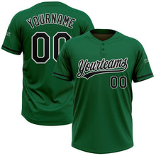 Load image into Gallery viewer, Custom Kelly Green Black-White Two-Button Unisex Softball Jersey
