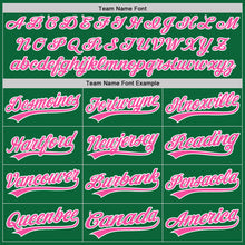 Load image into Gallery viewer, Custom Kelly Green Pink-White Two-Button Unisex Softball Jersey
