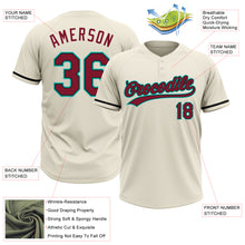 Load image into Gallery viewer, Custom Cream Crimson Black-Aqua Two-Button Unisex Softball Jersey
